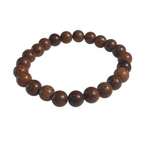 Exotic Wooden Beaded Stretch Bracelet Natural Polished Jewelry Gift Beach Core